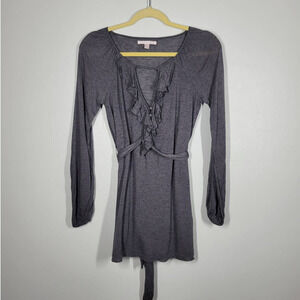 Rebecca Taylor Long Sleeve Ruffled Chest Belted Empire Waist Tunic Shirt Size 2